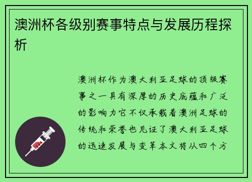 澳洲杯各级别赛事特点与发展历程探析 澳洲杯各级别赛事特点与发展历程探析